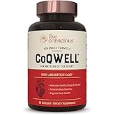 Live Conscious CoQWell - CoQ10 Heart, Brain, and Vascular Health Support | High-Absorption, Patented Coenzyme Q10 CoQsol | 60