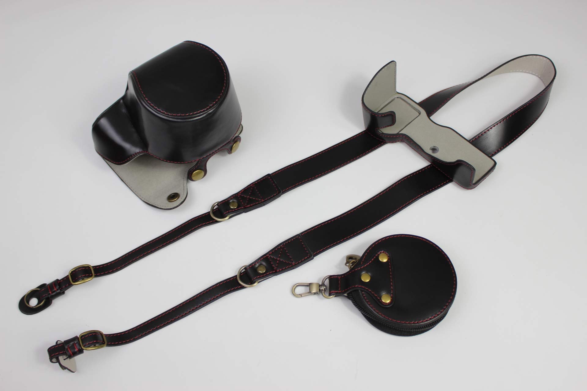 A7C Camera Case, Zakao PU Fullbody Bottom Opening Version Protective Leather Camera Case Bag for Sony Alpha A7C 28-60mm Lens with Shoulder Strap and Mini Bag (Black)