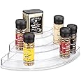 iDesign Recycled Plastic 3-Tier Stadium Spice Rack Organizer for Kitchen, Fridge, Freezer, Pantry and Cabinet Organization, The Linus Collection – 14" x 10" x 4", Clear