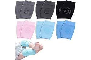 Kettion 6 Pairs Baby Breathable Crawling Knee Pads, Anti-Slip Infant Kneepads, Adjustable Elastic Learn to Crawl Socks Leg Wa