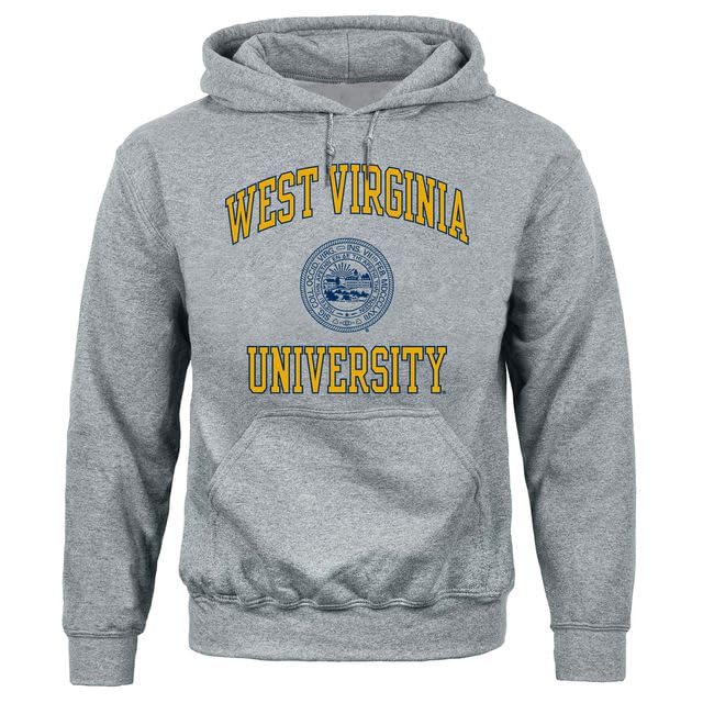 Barnesmith West Virginia University WVU Mountaineer Hooded Sweatshirt, Heritage, Charcoal Grey, Medium Image