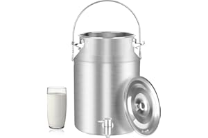 Togarhow 304 Stainless Steel 10 Liter Milk Can Milk Bucket Wine Pail Bucket with Spigot 2.64 Gallon Milk Can Tote Jug with Se