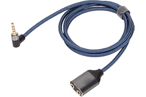 Dpofirs 3.5mm Audio Splitter Cable Gold Plated | 90 Degree Right Angle Stereo Y Adapter, Dual Female Jack for Headphones & Sp