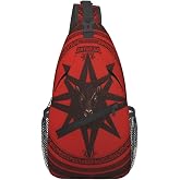 PVTIONXIE Red Satan Baphomet Satanic Pentagram Sling Backpack for Women Men, Chest Bag Daypack Crossbody for Travel Sport Running Hiking