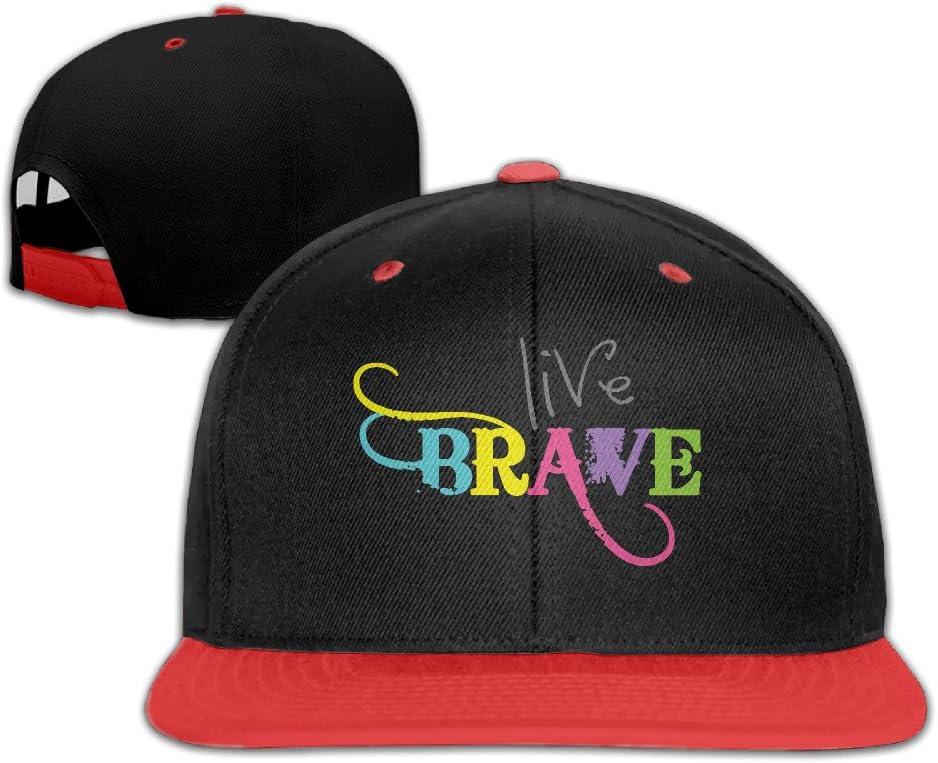 SIMG Live Brave Baseball Adjustable Hip Pop Cap Flat Along The Baseball Cap Unisex,Children,KidRed