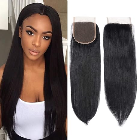 Buy Brazilian Virgin Straight Human Hair Lace Closure Natural