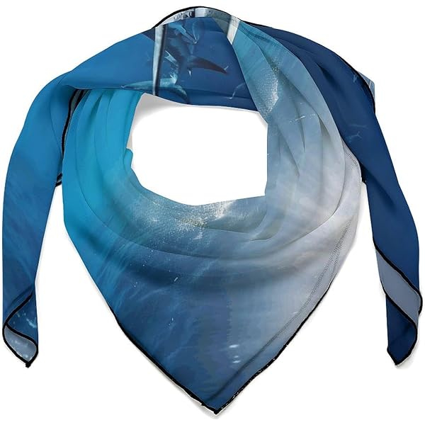 Multipurpose Silk Scarf, Ocean Fish Print Portable Silk Scarf