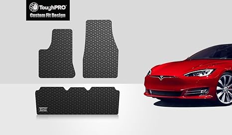 Toughpro Floor Mat Accessories Set Front Row 2nd Row Compatible With Tesla Model S All Weather Heavy Duty Made In Usa Black Rubber
