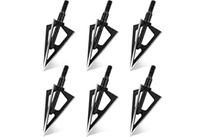 6/12 Pack Fixed Blade Hunting Broadheads Stainless Steel Arrowhead Screw in Arrowheads for All crossbows, Compound Bows and r