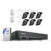 REOLINK 8CH 4K Security Camera System, 6pcs H.265 Bullet Wired PoE Cameras for Home Security Outdoors, Smart Person Vehicle Detection, 8CH NVR Recorder with 2TB HDD for 24-7 Recording, RLK8-800B6