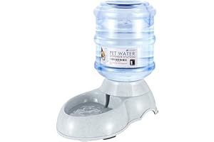Flexzion Automatic Dog Water Bowl Dispenser for Cat Pet Animal (1 Gallon Dispener Water Jug) - Gravity Feeder Auto Replenish Waterer Drinking Bowl Fountain Bottle Dish Stand