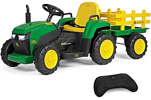 Peg Perego John Deere Farm Power 12 Volt Ride-on Tractor and Trailer with Remote Control