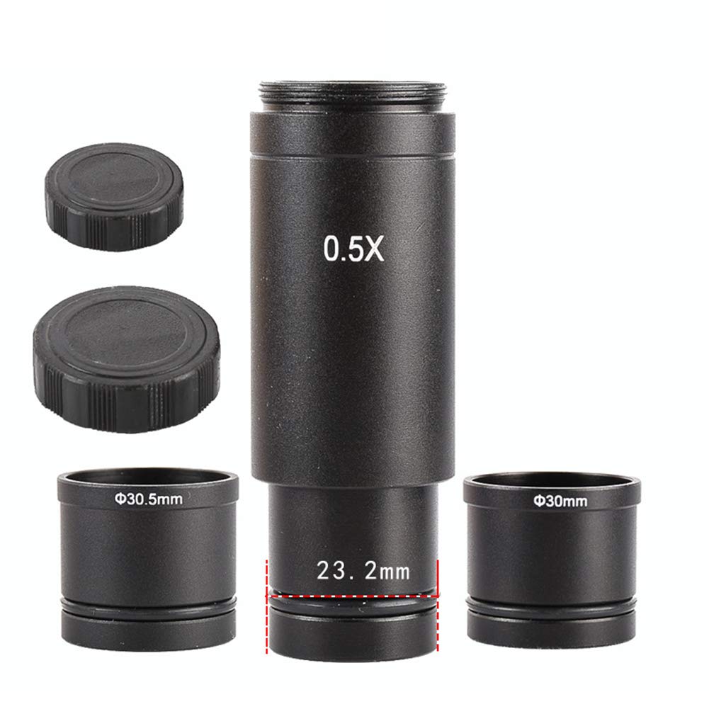 HIANG256 Microscope Adapter 0.5× C-Mount Lens 30mm & 30.5mm Ports Adapter Set For CCD Camera Digital Eyepiece