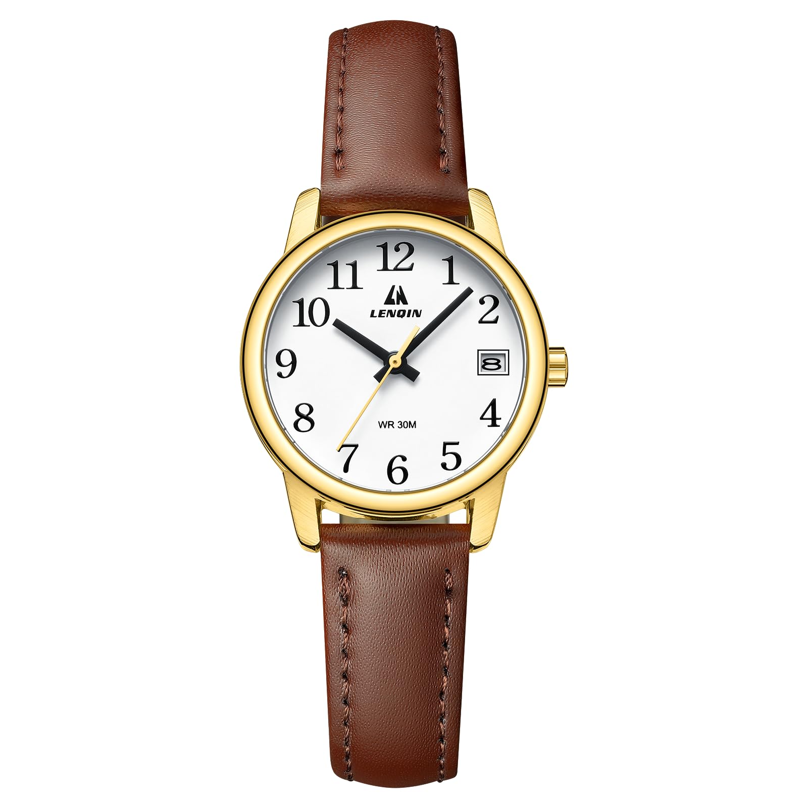 LN LENQIN Ladies Watches Analog Quartz Watch for Women Waterproof Women's Wrist Watches Easy Reader Womens Watch with Leather Strap
