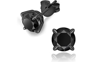 KRKC Black Moissanite Stud Earrings for Men, D Color VVS1 Clarity, Lab Created Diamond Earrings, Vermeil 925 Sterling Silver Hypoallergenic 14K Black Gold Friction Back Earrings Jewelry for Men Women Gift