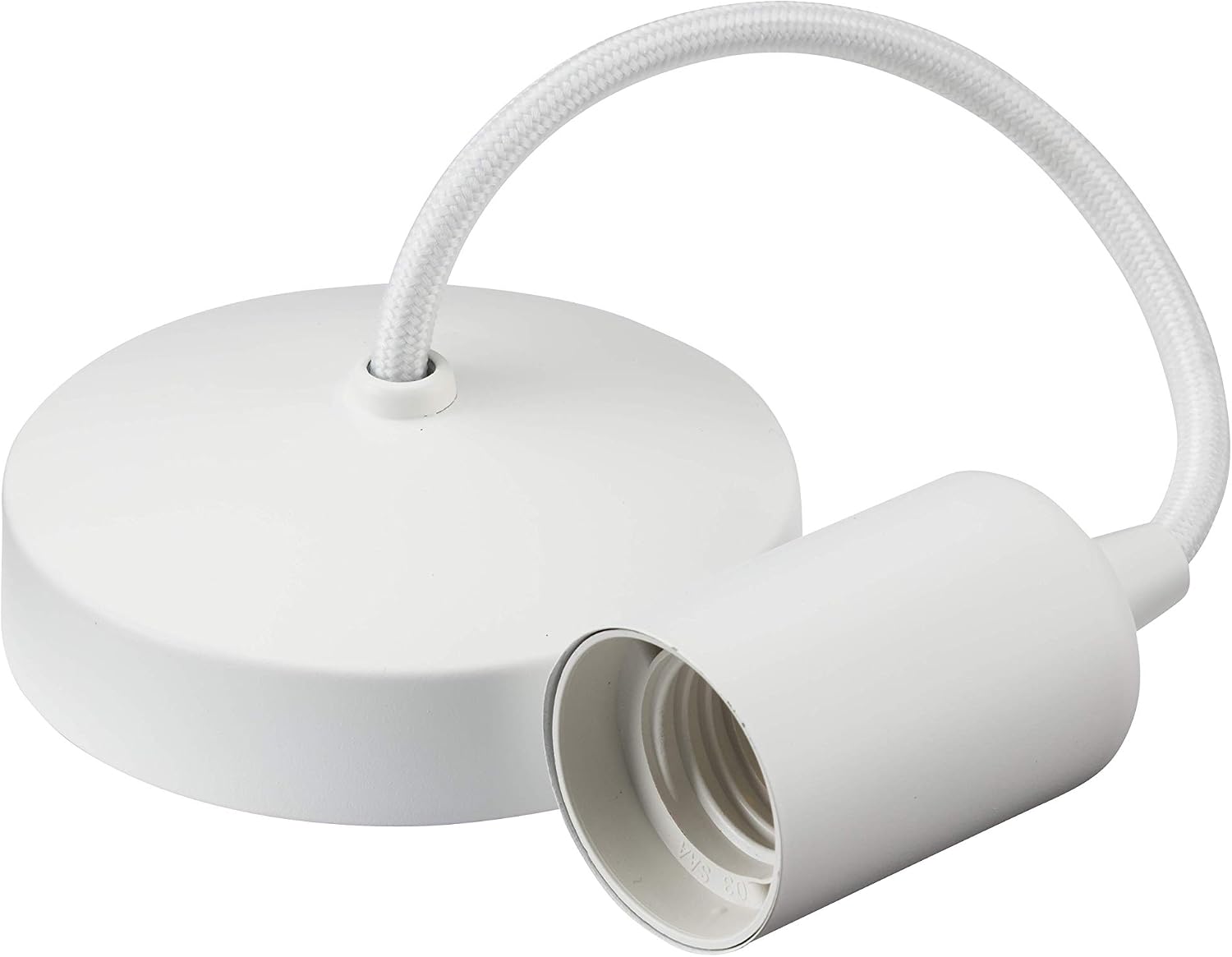 Knightsbridge 6 Inch E27 Contemporary Pendant Set in Matt White, 150mm