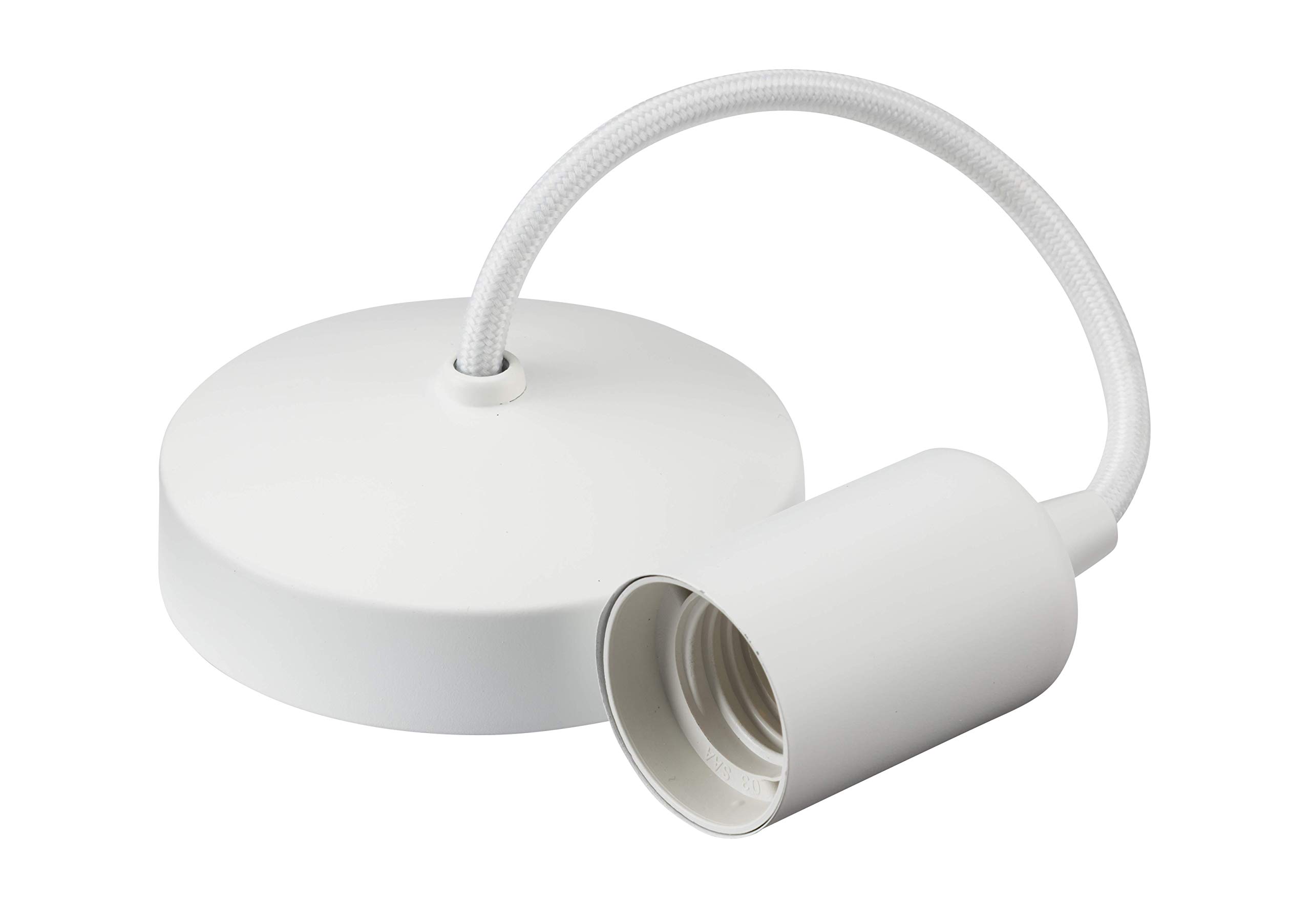 Knightsbridge 6 Inch E27 Contemporary Pendant Set in Matt White