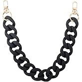 Eldraqth Handbag Chain Straps Acrylic Purse Chain Handbag Strap Black Purse Strap Flat Chains Straps Replacement Fashionable Adjustable Chains Handles for Shoulder Bags, Clutch DIY Crafts Matte Black