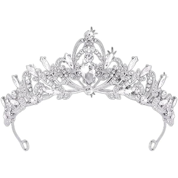 Jaciya Ballkönigin Set – Tiara Mit Strass & Schärpe (silber/weiß) Für Abschlussball, Cosplay, Hochzeit, Karneval