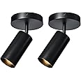 Zicbol Black Ceiling Light, Gu10 Modern Ceiling Spotlight Angle Adjustment Downlight 2 Lights Wall Mount Lights for Living Room, Gallery, Cabinet, Hallway, Bedroom, Showrooms, Kitchen