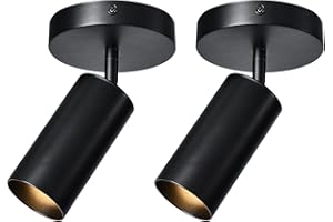 Zicbol Black Ceiling Light, Gu10 Modern Ceiling Spotlight Angle Adjustment Downlight 2 Lights Wall Mount Lights for Living Room, Gallery, Cabinet, Hallway, Bedroom, Showrooms, Kitchen