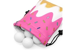Aliennana Golf Valuables Pouch, Leather Golf Tee Pouch with Drawstring Closure Golf Ball Tee Handbag Portable Golf Accessories