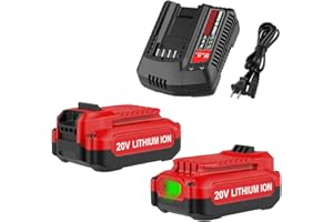 Energup 2Pack 20V 3.5Ah Replacement V20 Craftsman 20V Lithium Battery and Charger Kit for CMCB202 CMCB204 CMCB206 CMCB201 CMCB100 CMCB124 with CMCB104 Craftsman 20Volt Battery Charger