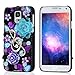 S5 Case - Mavis's Diary 3D Handmade Bling Crytal Luxury Full Diamond Case Music Note Blue Purple Flower Shiny Sparkly Glitter Mysterious Rhinestone Hard Black Cover for Samsung Galaxy S5 SM-G901