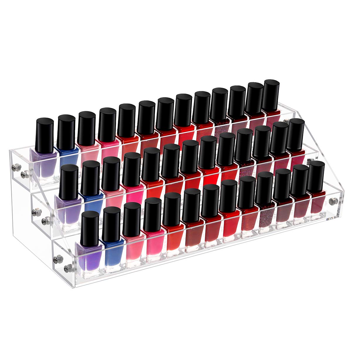 Benbilry Nail Polish Organizer Acrylic 3 Layers Nail Polish Holder Sunglasses Organizer Clear Eyeglasses Display Tabletop Display Essential Oil Stand Jewelry Display Rack Holds Up 39 Bottles (3 Tiers)