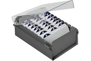 Acrimet 3 x 5 Card File Holder Organizer Box Metal Base Heavy Duty (AZ Index Cards and Divider Included) (Gray Color with Clear Crystal Plastic Lid Cover)