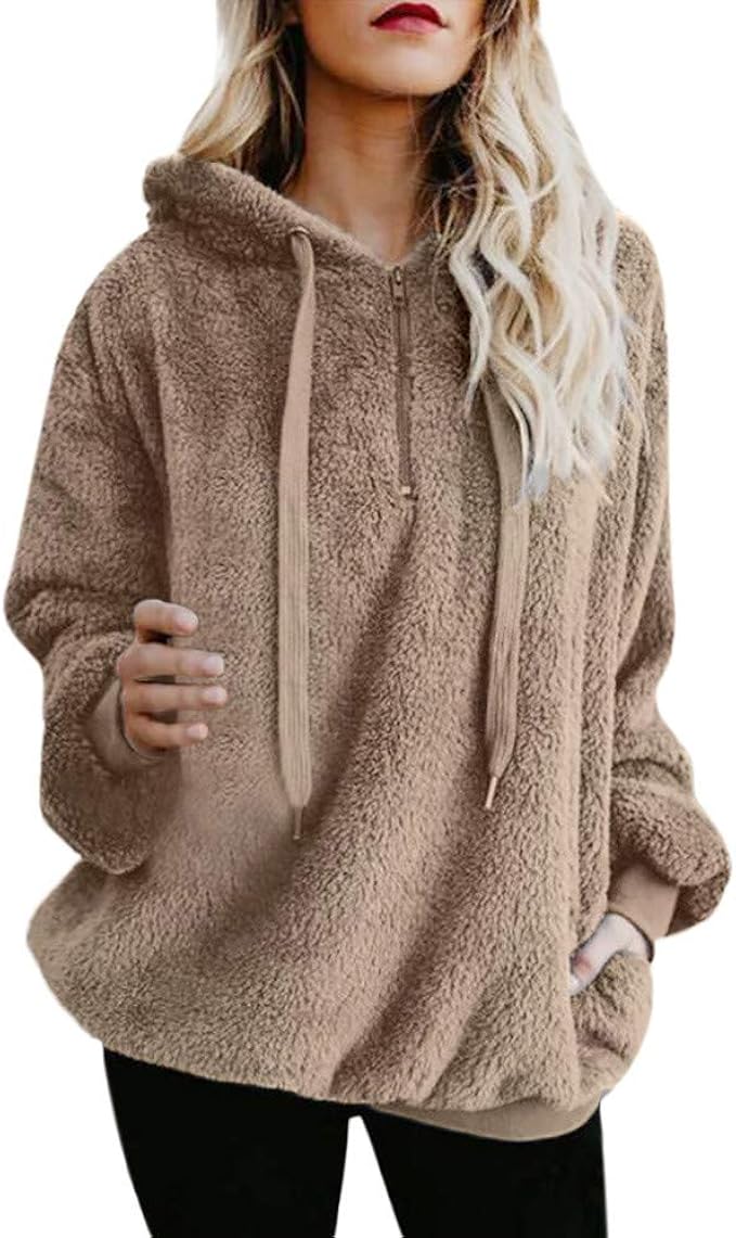brown fuzzy sweatshirt