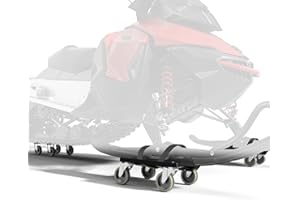 CHIEVBIT Snowmobile Dolly Sets Heavy Duty V-Slide with 3" PP/TPR Swivel Casters and Rubber Pad Protecting Skis 1500 lbs Capacity(Black)