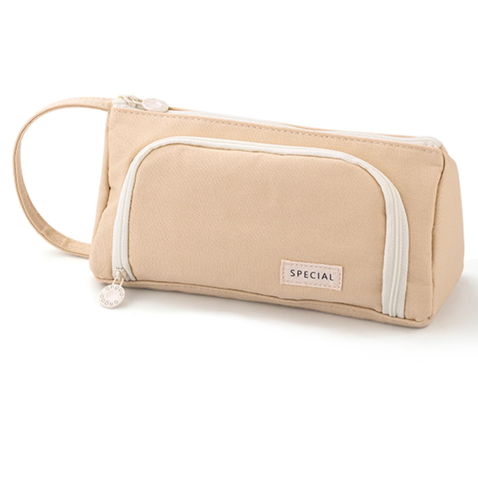 ONCCI Pencil Case Large Capacity Pencil Case for Girls Teenager Pens Case for School & Office (Creme-Beige)