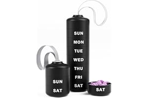 Betife Cute Pill Organizer, Cute Weekly Pill Box for Travel, Cute Daily Pill Case 7 Day, with 7 Large Stackable Compartments, Sturdy ABS Pill Holder for Vitamin Supplement Medicine (Black)