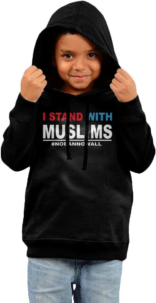 I Stand With Muslims Little Boys&Girls Unisex Black Long Sleeve Hoodie Pullover