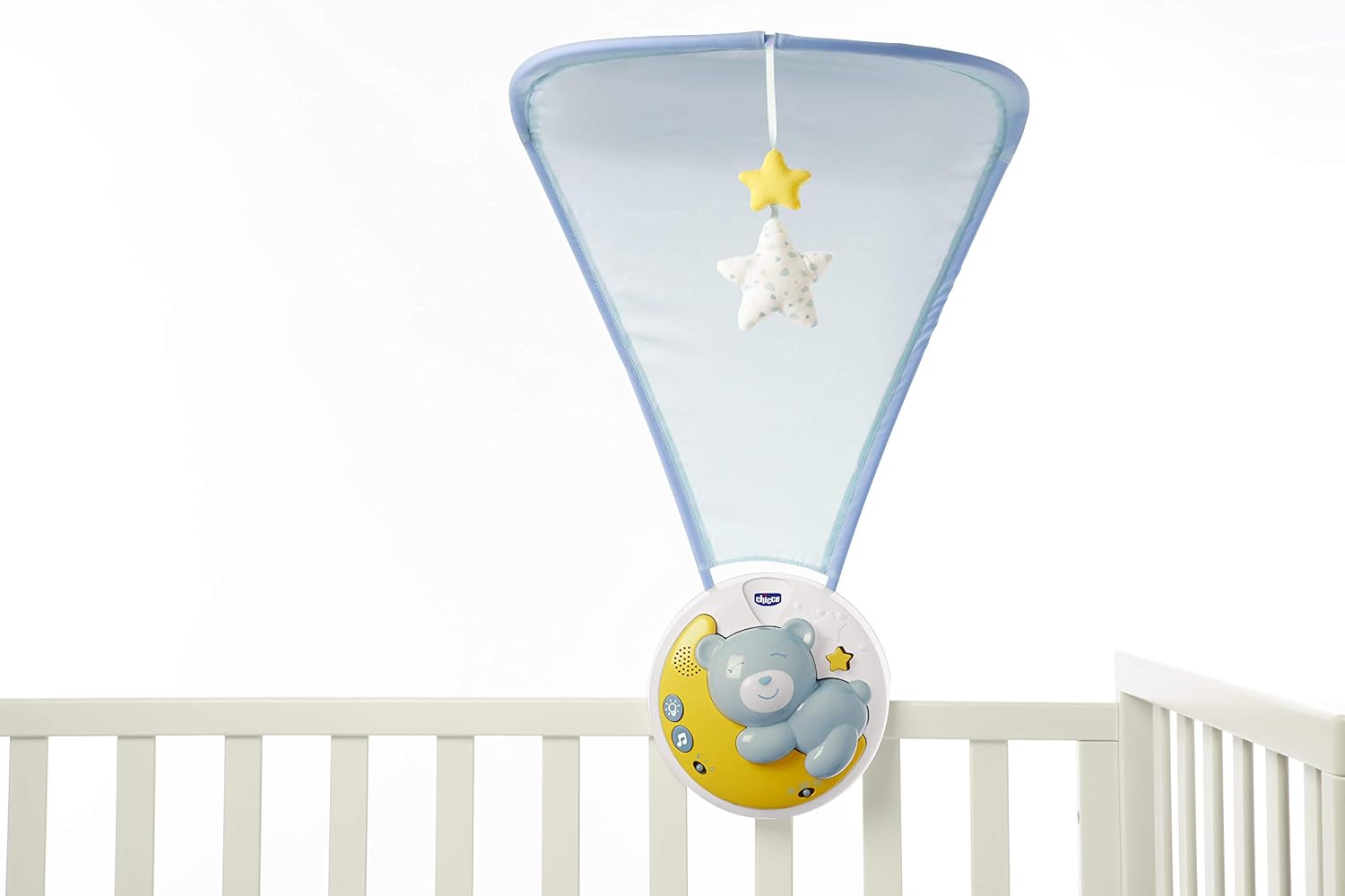 Chicco Next2moon Baby Cot Projector with Lights and Sounds, Mobile, Panel and Detachable Carousel Blue - Image 4