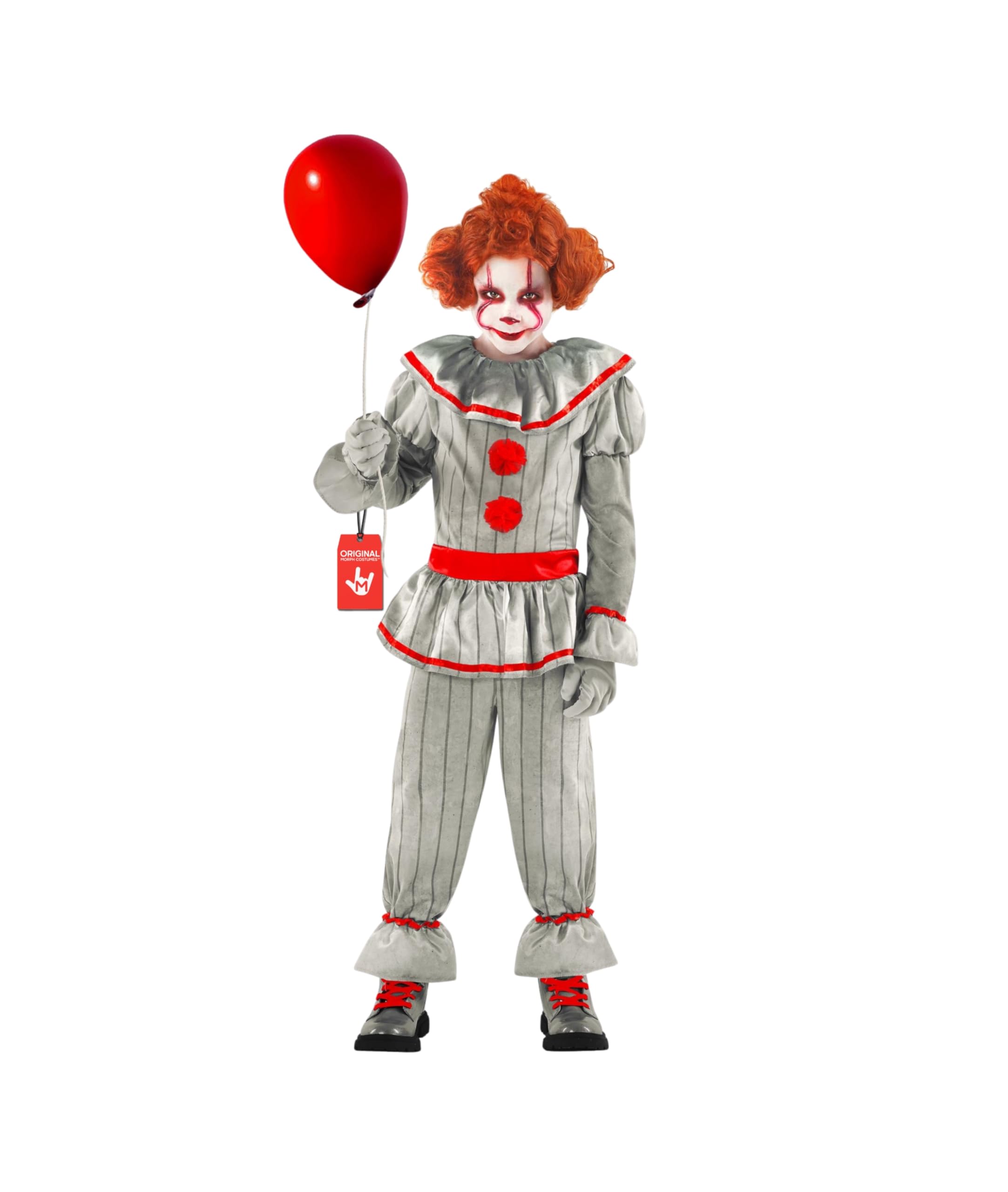 Morph Creepy Clown Costume for Boys - Scary Halloween Clown Outfit for Kids - Fun Dress-Up Costume for Parties, Medium