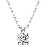 SecreTalk 1-5CT Moissanite Pendant Necklace for Women, 4-Prong 925 Sterling Silver D Color Necklace with Certificate of Authenticity