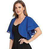 Women Short Sleeve Shrug Cropped Bolero Open Front Chiffon Cardigan for Evening Dress