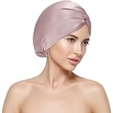Silk Bonnet for Sleeping Women - 19 Momme 100% Mulberry Silk Night Cap with Elastic Band for Hair Protection, Breathable Sleep Bonnet for Curly Hair Care, Anti-Frizz Bedtime Accessory Pink