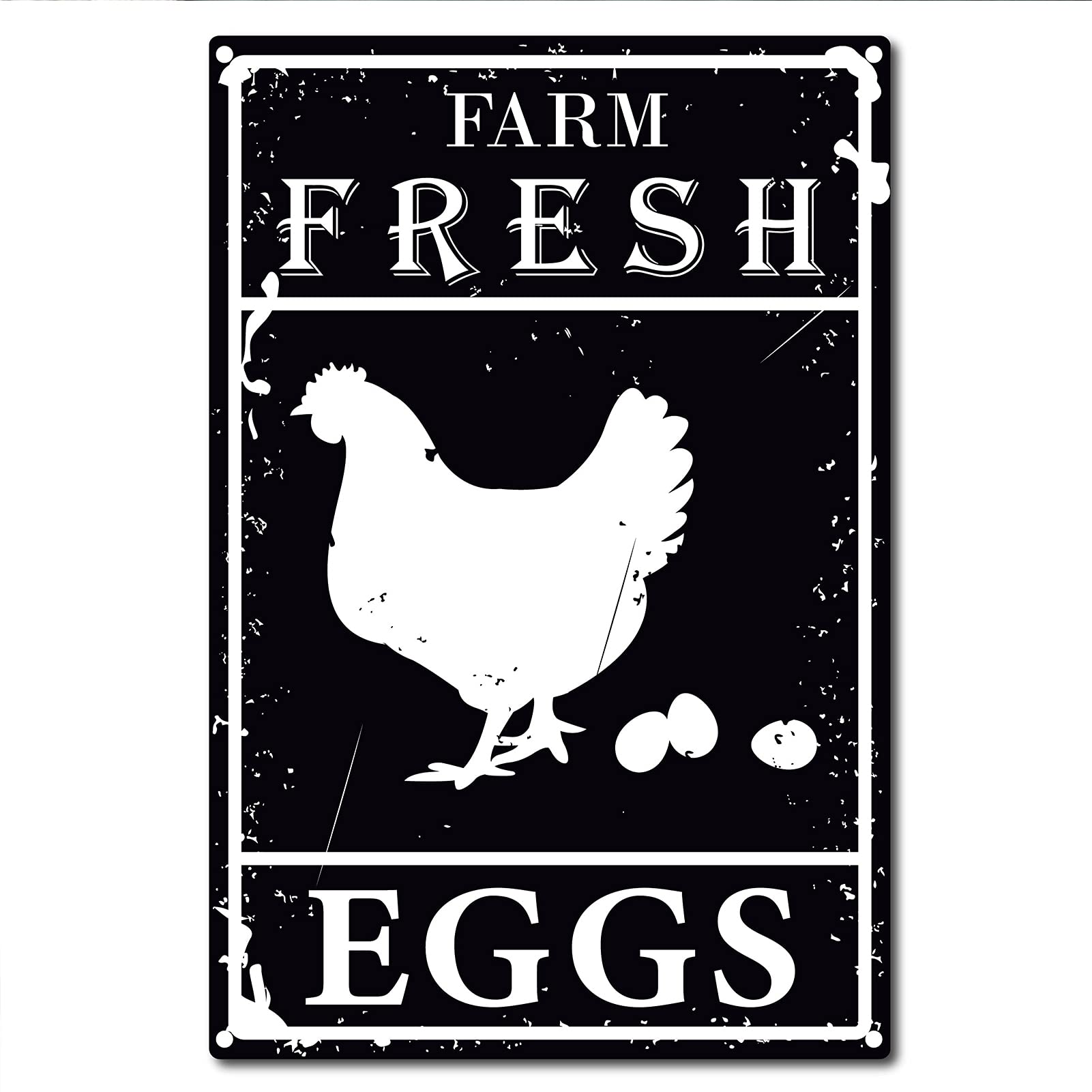 CREATCABIN Metal Vintage Tin Sign Fresh Eggs Wall Decor Easter Decoration for Farm Home Wall Art Kitchen Bar Pub Room Garage Vintage Retro Poster Plaque 12 x 8inch