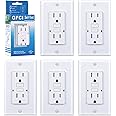 3GRACE 15 Amp GFCI Outlet, Tamper-Resistant GFI Receptacle with LED Indicator, Self-Test Ground Fault Circuit Interrupter, Decorator Wall Plates and Screws Included, UL Listed, White（5 Pack）
