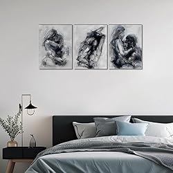 3 Pieces Black and White Sexy Wall Art Sexy Couples