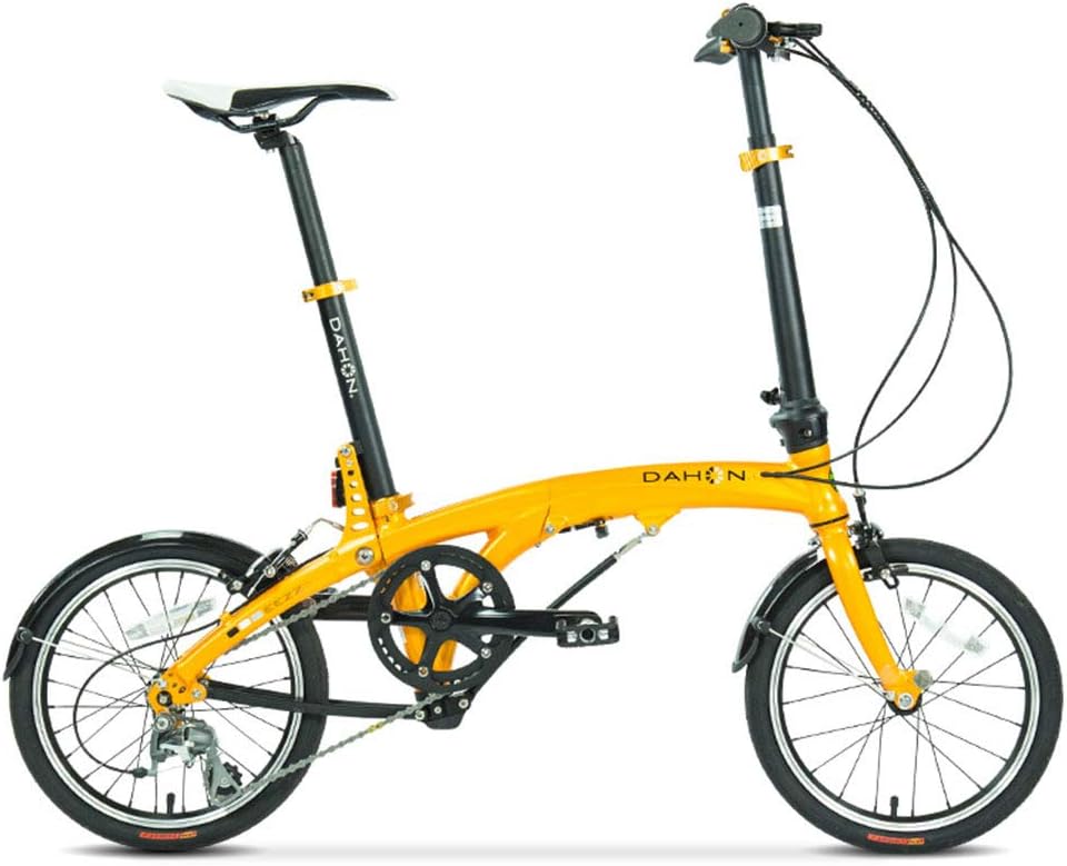 Folding Bikes Bicycle Folding Bicycle 16 Inch Variable Speed Aluminum Alloy Unisex Ultralight Bicycle (Color : Yellow, Size : 15030108cm)