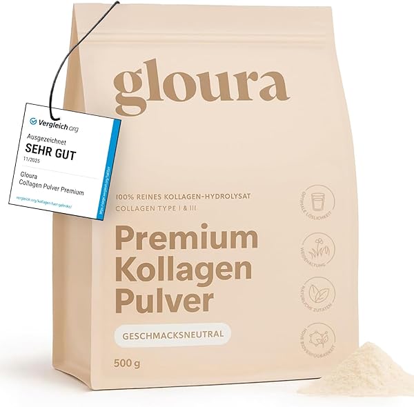 Collagen Pulver Premium [500g] - 100% reines Collagen Hydrolysat, Collagen type 1 & 3, Gute Löslichkeit, ohne Zusätze, Ideal für schöne Haut & schönes Haar - Neutral