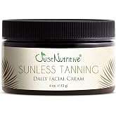 Sunless Tanning Daily Facial Cream | Self-Tanner | Sunless Tanning Lotion | Self-Tanning Lotion | Sunkiss Glow | Just Nutritive | 4 Oz