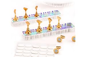 JINJINANV 2 Set Nail Stands, Upgraded Aurora Nail Stand for Press Ons, Thickened Wavy Fake Nail Holder for Painting, Nail Display Stand Nail Hand Practice Magnetic Nail Art Tools w/ 100Pcs Double-sided Tape