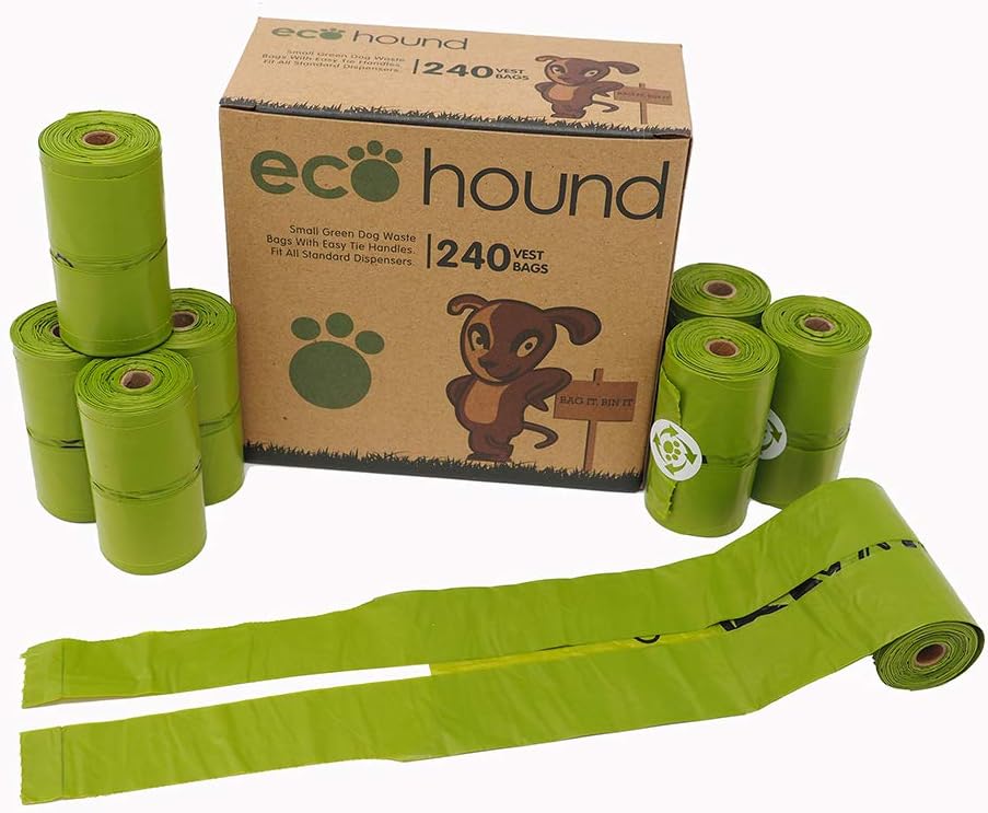 Ecohound 240 SMALL Dog Poo Bags With Handles, Dog Waste Bag Rolls, Poop Bags