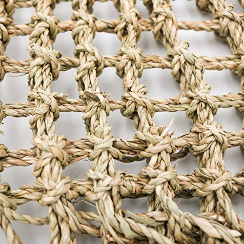 suruikei Rabbit Activity Zone Bunny Chew Toy for Teeth Grinding Small Animal Play Toy Hand Crafted Seagrass Protector Mat for Chinchilla Guinea Pigs or Other Rodent Pets (11 X 7.87-inch)