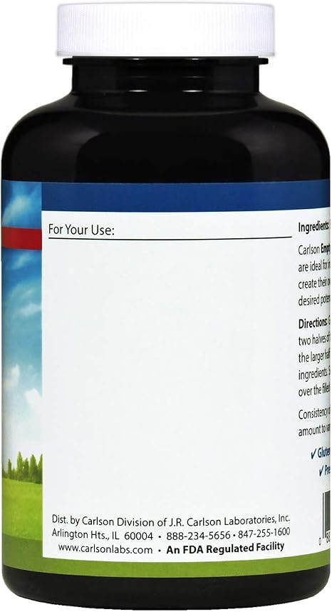 Carlson labs large #00 empty caps, 150 capsules (088395094224)